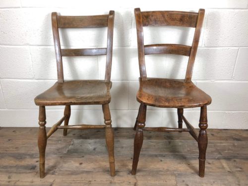 Two Similar 19th Century Ash and Elm Bar Back Farmhouse Chairs