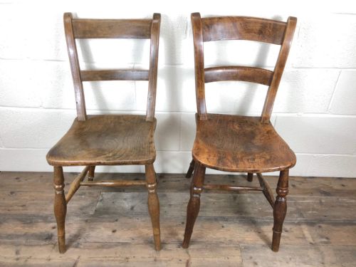 fig 1. Two Similar 19th Century Ash and Elm Bar Back Farmhouse Chairs