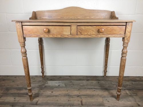 19th Century Stripped Pine Two Drawer Table