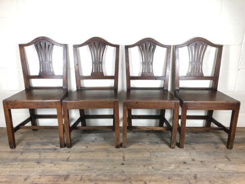 Set of Four Early Welsh Oak Camel Back Chairs