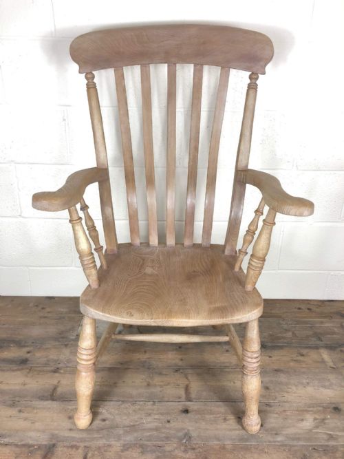 Stripped 19th Century Ash and Elm Farmhouse Armchair
