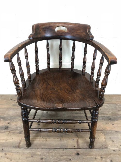 fig 1. Antique Ash and Elm Smoker’s Bow Chair or Captain’s Chair