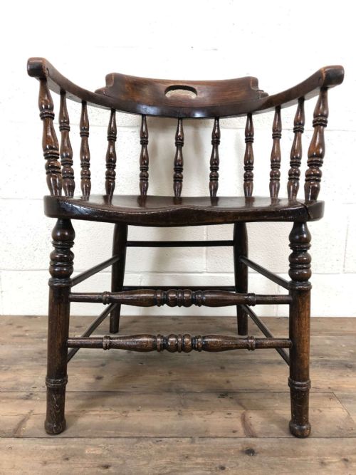 fig 2. Antique Ash and Elm Smoker’s Bow Chair or Captain’s Chair