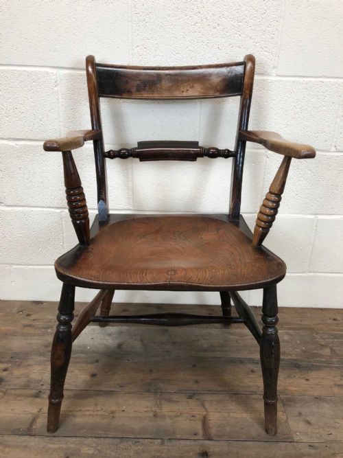 Georgian Ash and Elm Bar Back Armchair