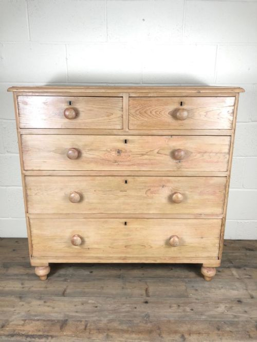 Antique 19th Century Stripped Pine Chest of Drawers
