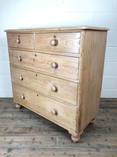fig 1. Antique 19th Century Stripped Pine Chest of Drawers