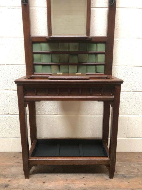 fig 1. Edwardian Mahogany Hat and Coat Hall Stand with Mirror Back