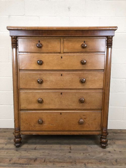 Large Victorian Light Oak Chest of Drawers