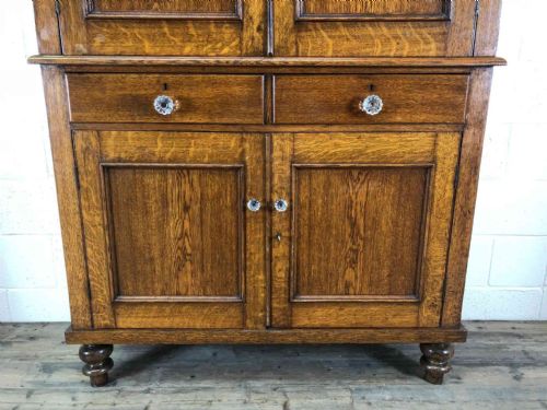 fig 1. Welsh Oak Linen Press with Victorian Glass Handles