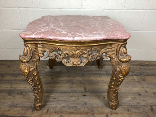 Decorative Marble Top Gold Gilt Coffee Table
