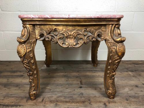fig 1. Decorative Marble Top Gold Gilt Coffee Table