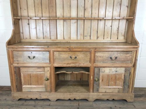 fig 1. Large Antique Country Pine Rack Back Welsh Dresser