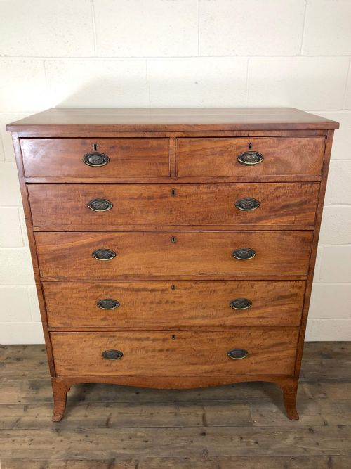 fig 1. Large Antique Mahogany Straight Fronted Chest of Drawers