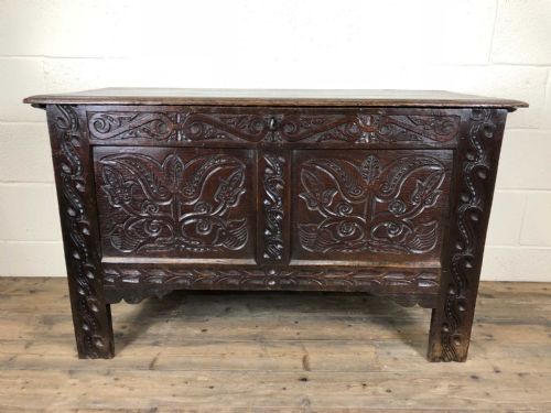 17th Century Carved Oak Coffer