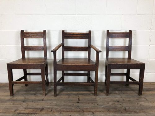 Set of Three Welsh Oak Chairs