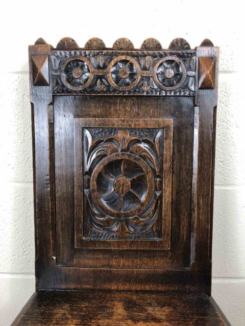 fig 1. Decorative Antique Carved Oak Hall Chair