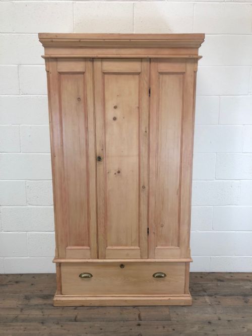 Antique Stripped Pine Single Door Wardrobe