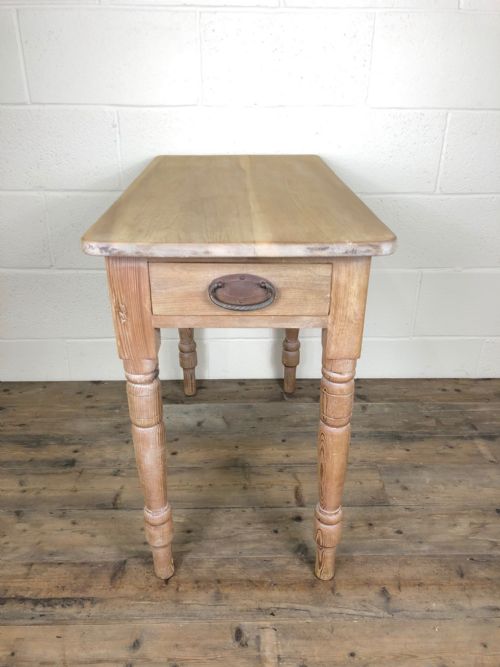 Small Antique Pine Side Table with Single Drawer