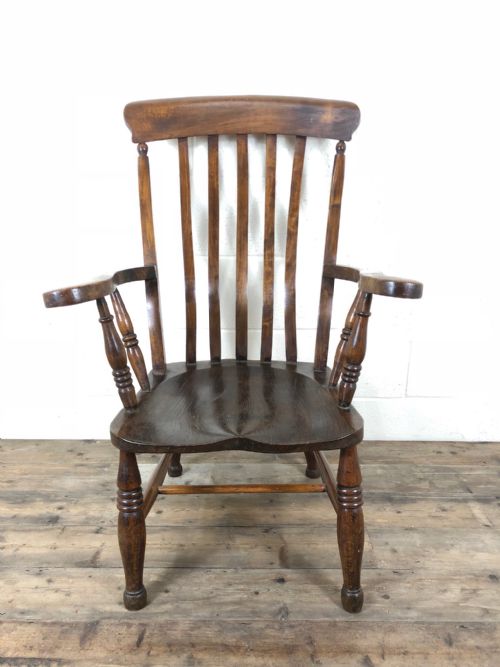 19th Century Ash and Elm Fireside Windsor Armchair