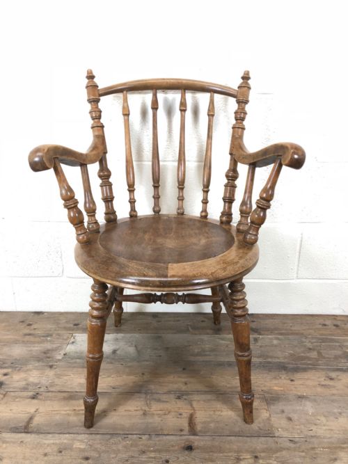 Early 20th Century Turned Beech and Elm Armchair
