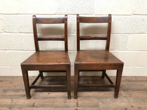 Pair of Antique Early Welsh Oak Bar Back Farmhouse Chairs