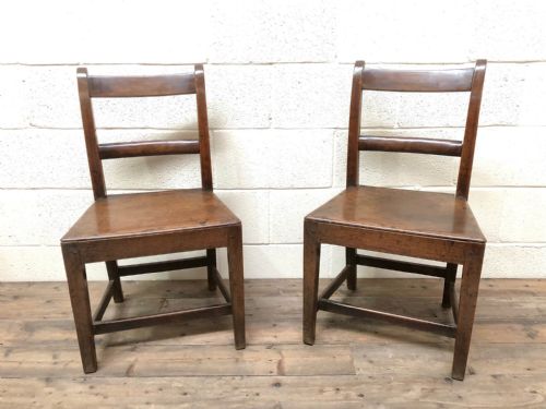 fig 1. Pair of Antique Early Welsh Oak Bar Back Farmhouse Chairs