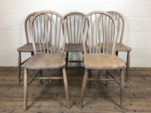 fig 1. Set of Five 19th Century Ash and Elm Hoop Back Farmhouse Chairs 