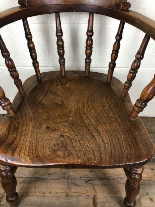 fig 1. 19th Century Ash and Elm Captain’s Chair Smoker’s Bow Chair