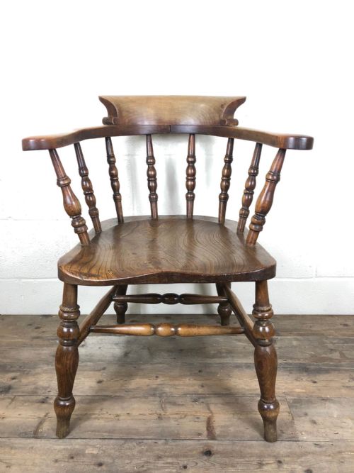 19th Century Ash and Elm Captain’s Chair Smoker’s Bow Chair