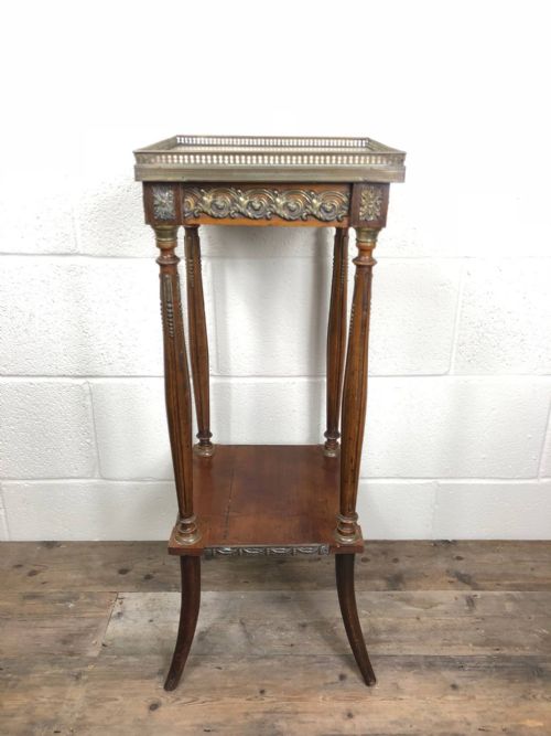 Louis Xvi Style Square Plant Stand with Marble Top
