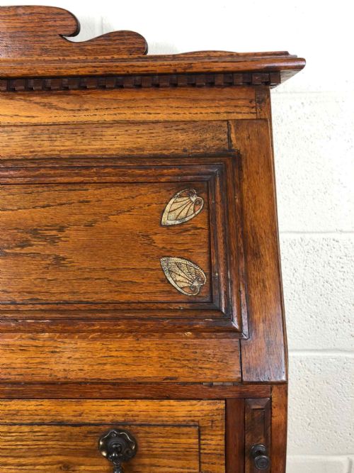 fig 1. Narrow Antique Oak Fall Front Bureau