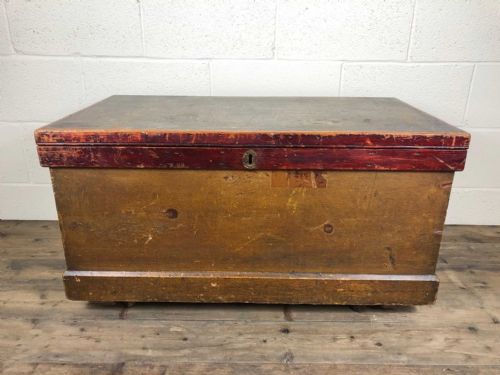 19th Century Stained Pine Sea Chest with Rope Handles