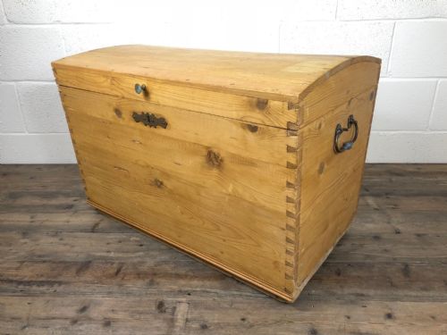 fig 2. Antique Pine Dome Top Chest or Trunk