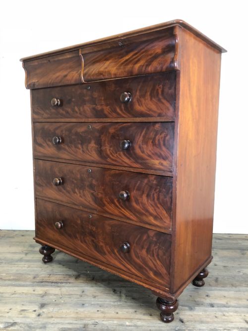 fig 1. Victorian Flame Mahogany Chest of Drawers