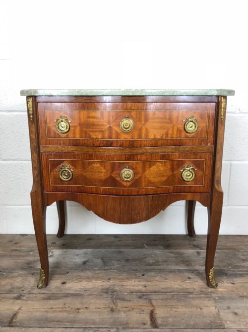 French Kingwood Two Drawers Chest with Marble Top
