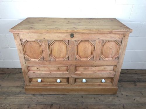 fig 1. Large Antique Pine Mule Chest