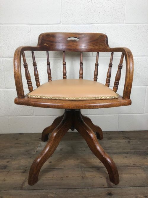 fig 1. Edwardian Swivel Desk Chair with Leather Seat