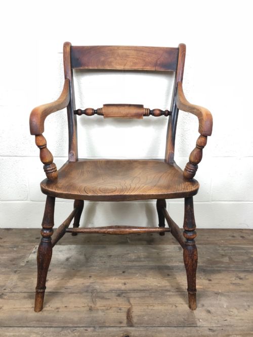 Georgian Ash and Elm Bar Back Armchair