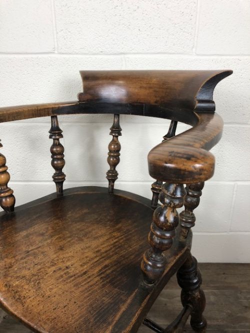 fig 1. 19th Century Ash and Elm Captain’s Chair or Smoker’s Bow Chair