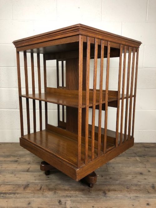 Edwardian Oak Revolving Library Bookcase