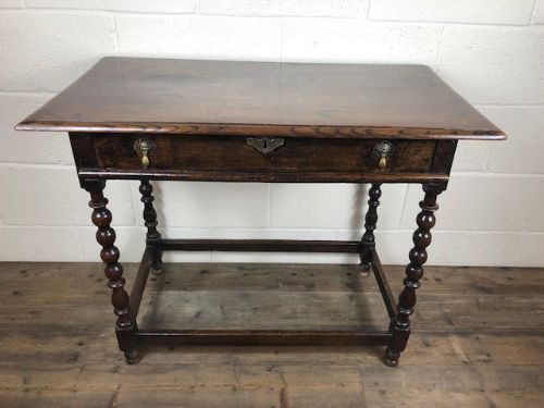 fig 1. Antique 18th Century Oak Barley Twist Side Table