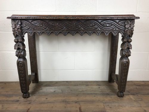 Heavily Carved Victorian Oak Console Table