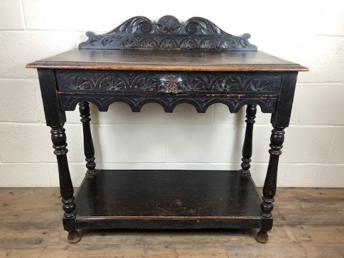 fig 1. Antique Carved Oak Green Man Hall Table