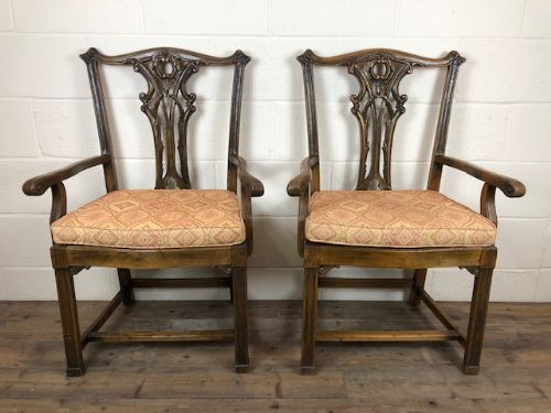 Pair of 19th Century Chippendale Style North Country Armchairs