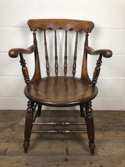19th Century Ash and Elm Circular Seat Smoker’s Bow Chair