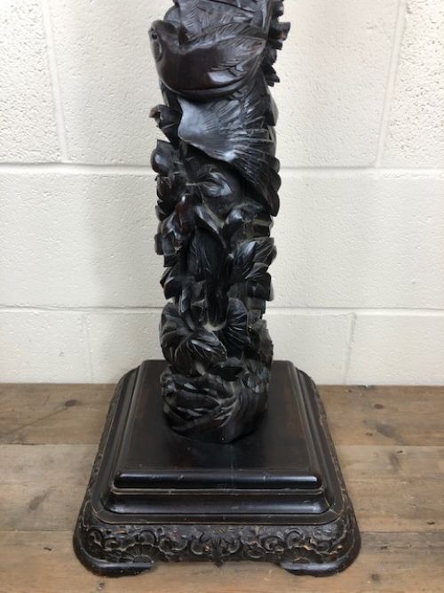 fig 1. Heavily Carved Torchere Stand on Square Base