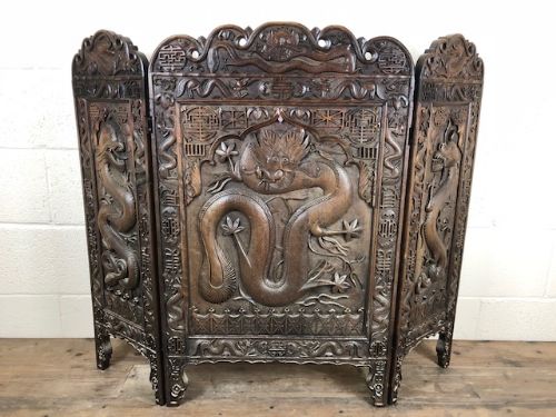 Heavily Carved Chinese Screen