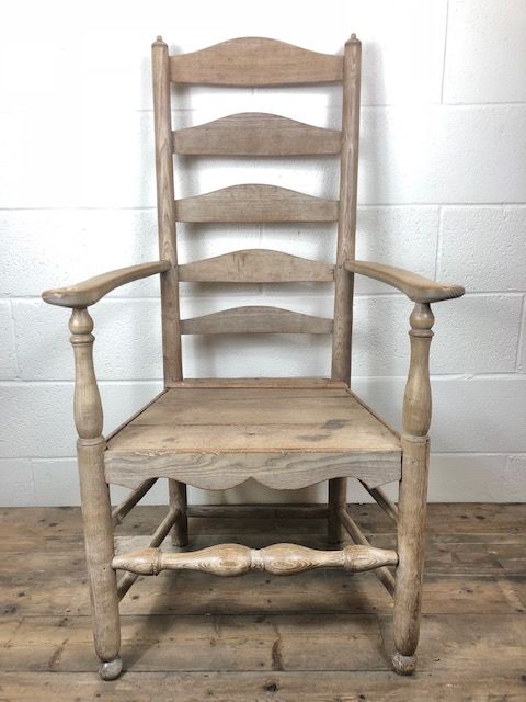 Stripped 19th Century Ladder Back Armchair