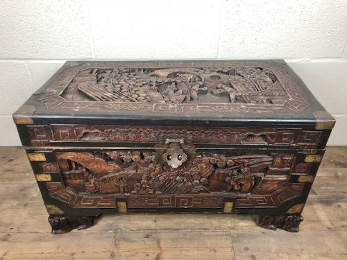 fig 1. Carved Chinese Camphor Wood Chest