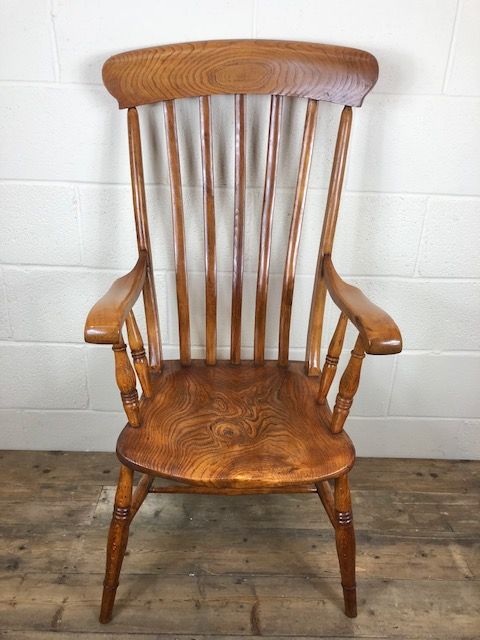 fig 1. 19th Century Beech and Elm Slat Back Windsor Armchair